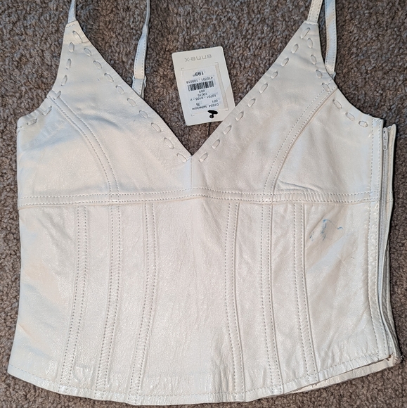 anne-x Tops - Sexy Leather Crop/halter Top